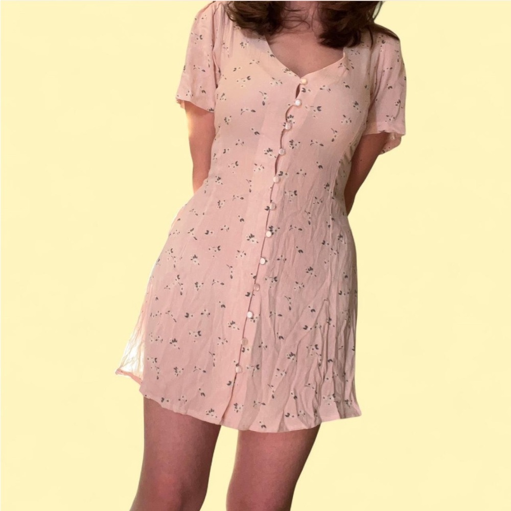 Obey Light Pink Floral Mini Dress